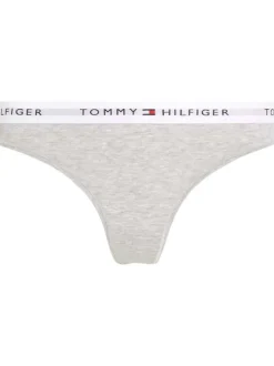 String gris chiné au nom de la marque avec une taille élastiquée