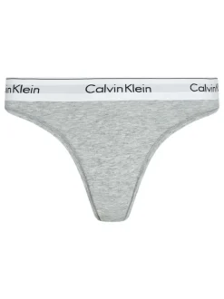 String gris chiné en coton avec taille élastiquée blanche