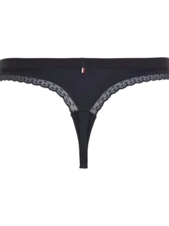 String marine uni avec une coupe ajustée et à détails en dentelle