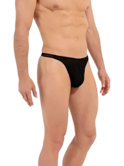 String noir transparent avec des motifs têtes de mort ton sur ton