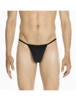String Plume anthracite uni avec ceinture élastiquée