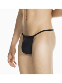 String Plume anthracite uni avec ceinture élastiquée