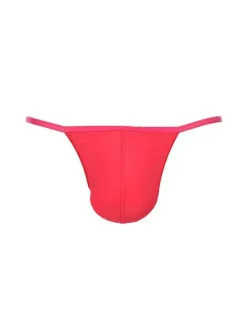String Plume rouge uni en microfibre avec fine ceinture élastiquée