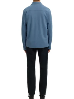 Surchemise bleue uni avec un col boutonné et des manches longues