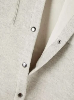 Surchemise boutonnée grise unie à base asymétrique et col à revers courts