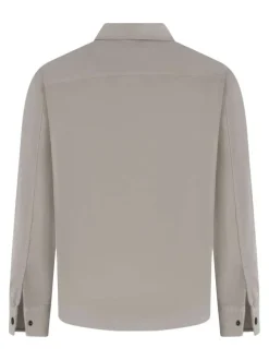 Surchemise en coton beige uni avec une coupe oversize et un col à revers