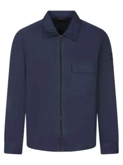 Surchemise en coton bleu uni avec une coupe oversize et un col à revers
