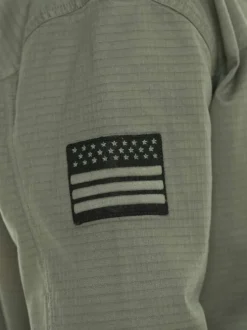 Surchemise en coton kaki imprimé avec une coupe droite et un col à revers