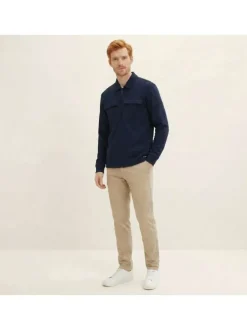 Surchemise en coton marine uni avec une coupe droite et un col à revers