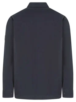 Surchemise en coton marine unie avec une coupe droite et un col à revers