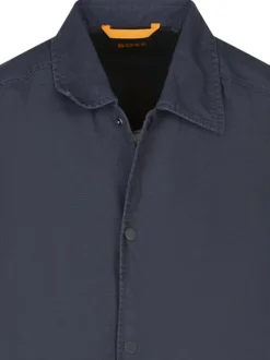 Surchemise en coton marine unie avec une coupe droite et un col à revers