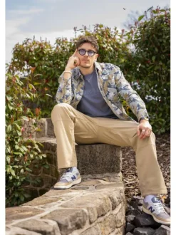 Surchemise en coton mélangé multicolore à imprimé camouflage et à coupe regular
