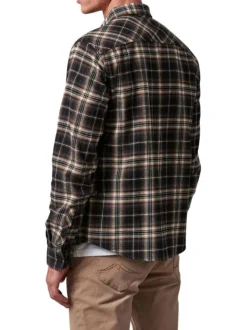 Surchemise en coton noire à carreaux à coupe droite et avec une poche