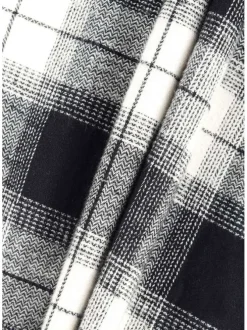 Surchemise en coton noire à carreaux à coupe droite et col à capuche