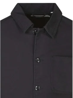 Surchemise en coton noire unie avec une coupe droite et un col à revers