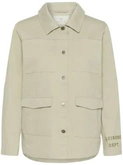 Surchemise en coton vert pale unie pourvue d'une coupe droite