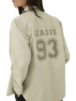 Surchemise en coton vert pale unie pourvue d'une coupe droite