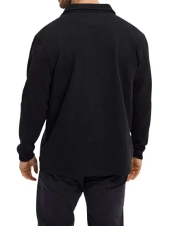 Surchemise Grande Taille en coton noire unie droite à col français et poches