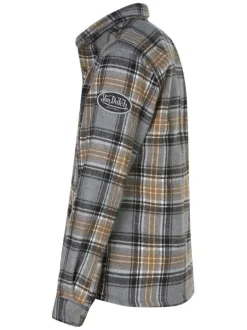 Surchemise grise à carreaux avec un col chemise et des manches longues