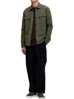 Surchemise Jackie kaki en maille piquée avec coupe droite et col à revers