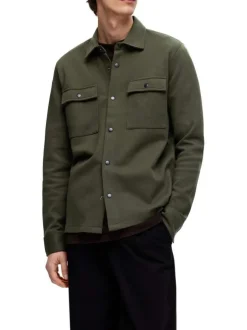 Surchemise Jackie kaki en maille piquée avec coupe droite et col à revers
