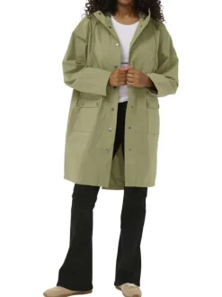 Surchemise kaki unie avec une capuche et des manches longues
