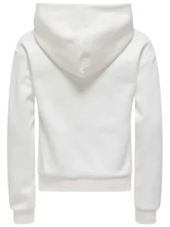 Sweat à capuche blanc imprimé avec une coupe droite et des manches longues