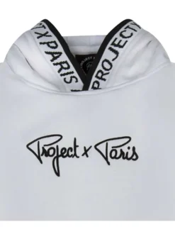 Sweat à capuche blanc uni à coupe droite avec une grande poche