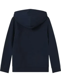 Sweat à capuche bleu marine avec un imprimé et une coupe droite