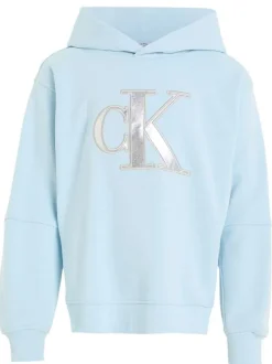 Sweat à capuche en coton mélangé bleu ciel avec une coupe relaxed