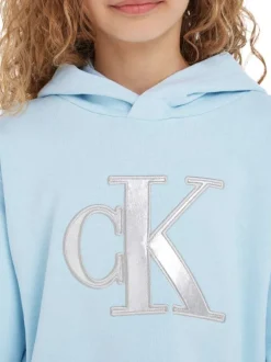 Sweat à capuche en coton mélangé bleu ciel avec une coupe relaxed