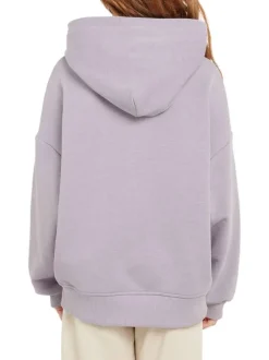 Sweat à capuche en coton mélangé lilas uni avec des manches longues