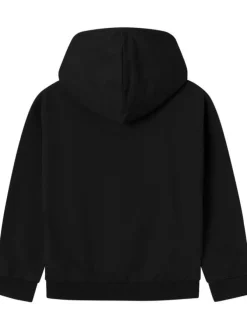 Sweat à capuche en coton mélangé noir avec une coupe droite et un imprimé