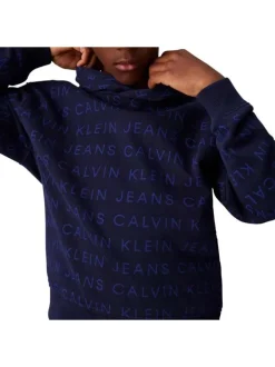 Sweat à capuche en coton nuit monogrammes avec une coupe droite