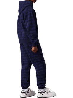 Sweat à capuche en coton nuit monogrammes avec une coupe droite