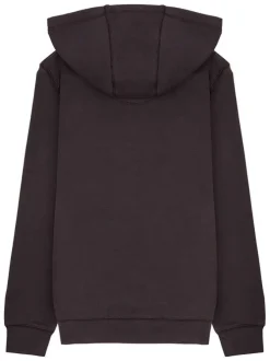 Sweat à capuche en coton noir uni à coupe droite avec le nom de la marque