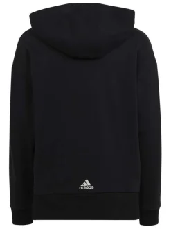 Sweat à capuche en coton noir à logos poitrine et détail blanc en bas du dos