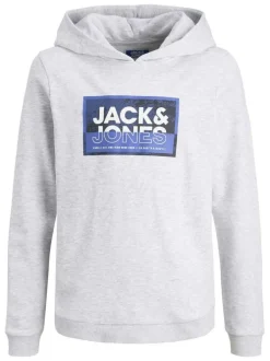 Sweat à capuche gris clair imprimé en coton mélangé avec une coupe droite