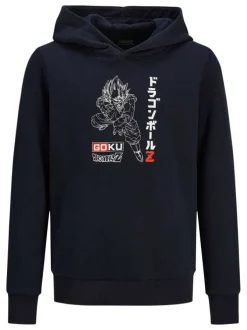 Sweat à capuche marine en coton mélangé avec une coupe droite