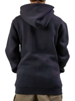 Sweat à capuche marine uni avec une coupe droite et nom iconique