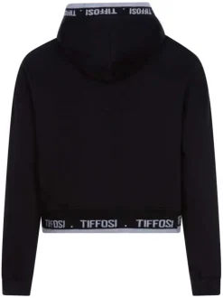 Sweat à capuche noir en coton uni coupe droite