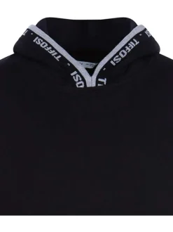 Sweat à capuche noir en coton uni coupe droite