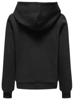 Sweat à capuche noir uni avec une coupe droite et nom iconique