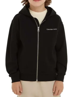 Sweat à capuche zippé en coton régénératif noir avec une coupe relaxed