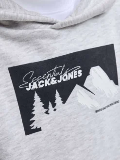 Sweat blanc imprimé avec un col à capuche et une coupe droite