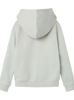 Sweat blanc uni à capuche avec une poche à l'avant et une coupe droite