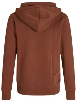 Sweat brique à manches longues uni avec un col à capuche et une coupe droite