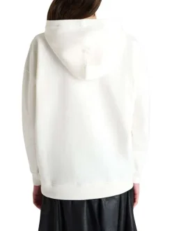 Sweat écru uni avec une coupe droite et logo iconique à l'avant