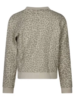 Sweat en coton beige léopard avec une coupe droite et un col rond