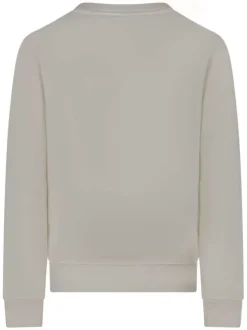 Sweat en coton beige uni avec un col rond et le nom de la marque imprimé